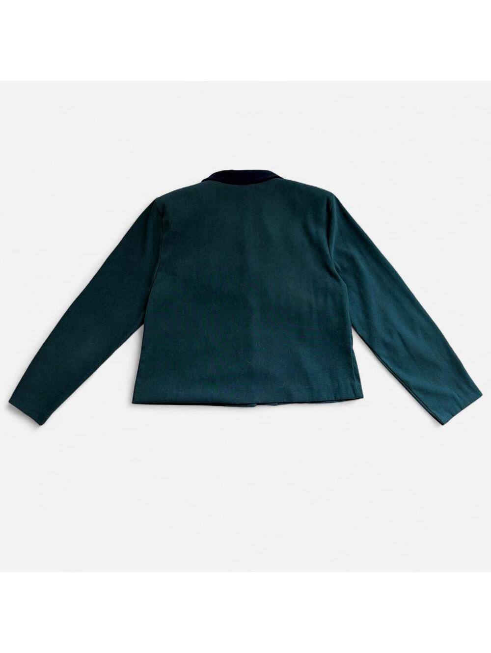 90s Sag Harbor Forest Green Button Up Jacket Contrast Collar Size 12 - Picture 3 of 8